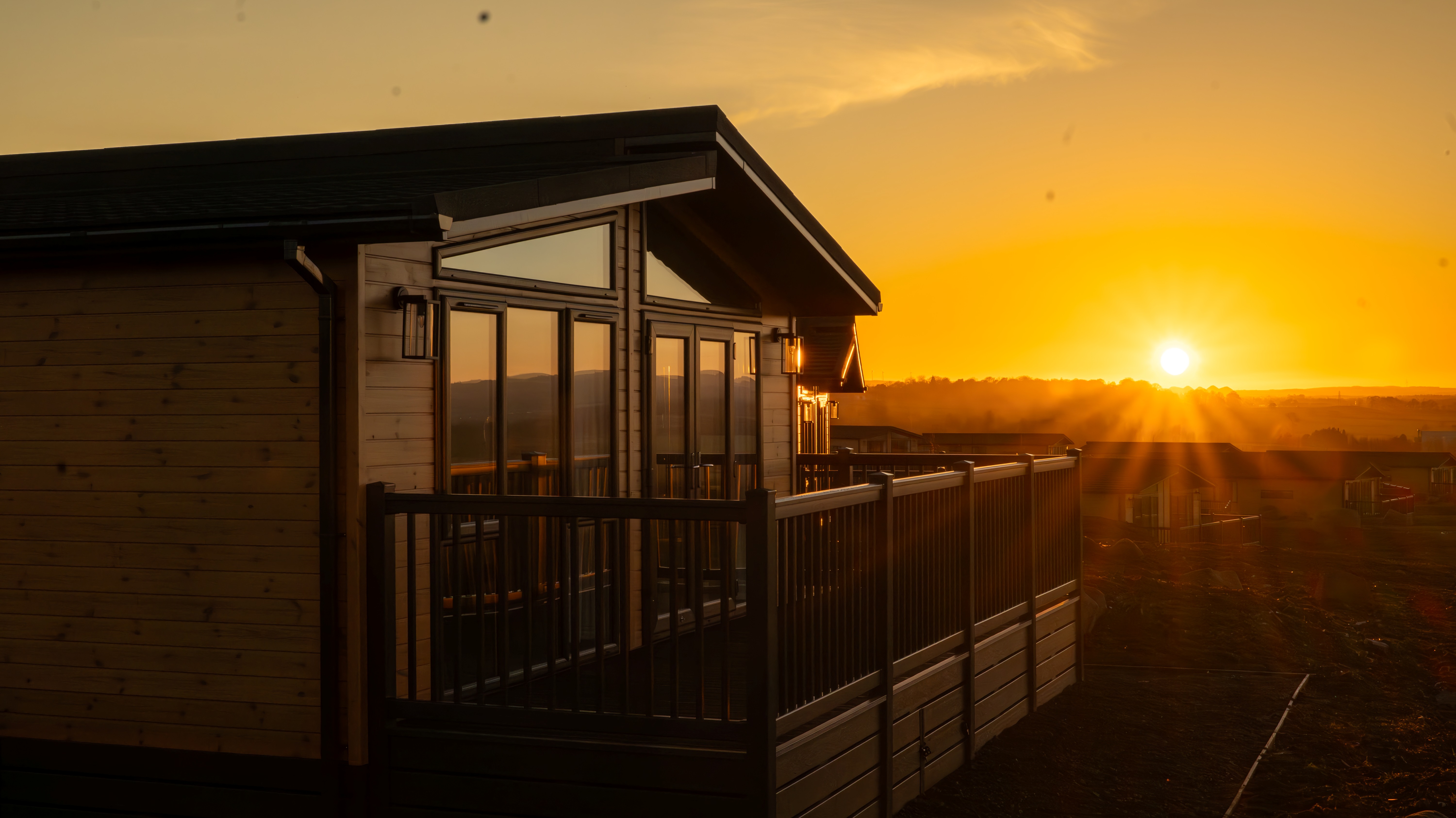 hilltop lodge exterior sunset